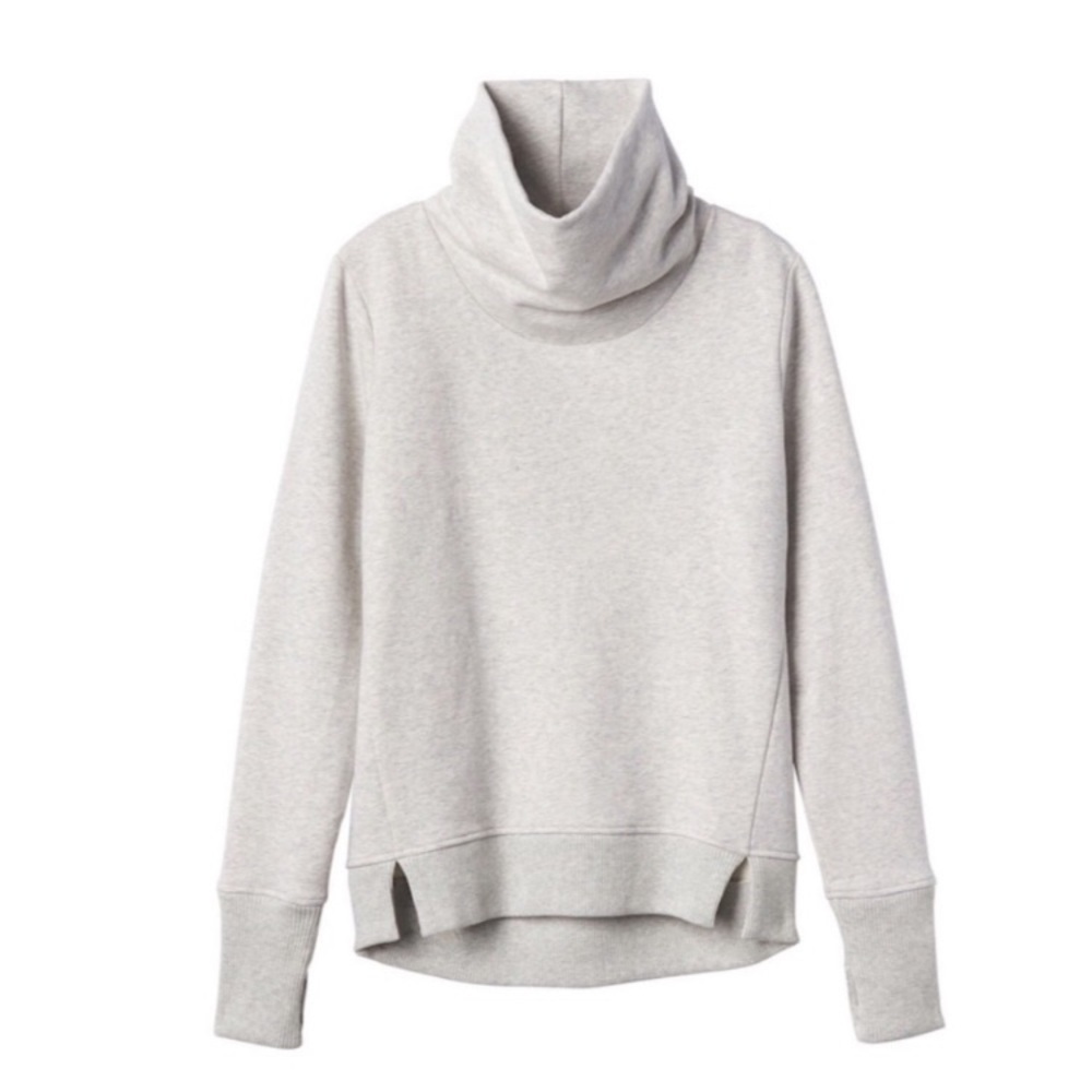 ATHLETA Gray 24:7 Funnel Neck Fleece Pullover Sweatshirt